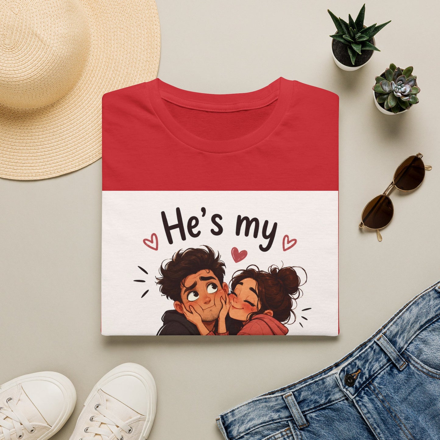 He’s My Favorite Problem T-Shirt — Cute Couple Cartoon Valentine Tee, Graphic Tee, Couple Tee, Funny Tshirt, Relationship Tshirt
