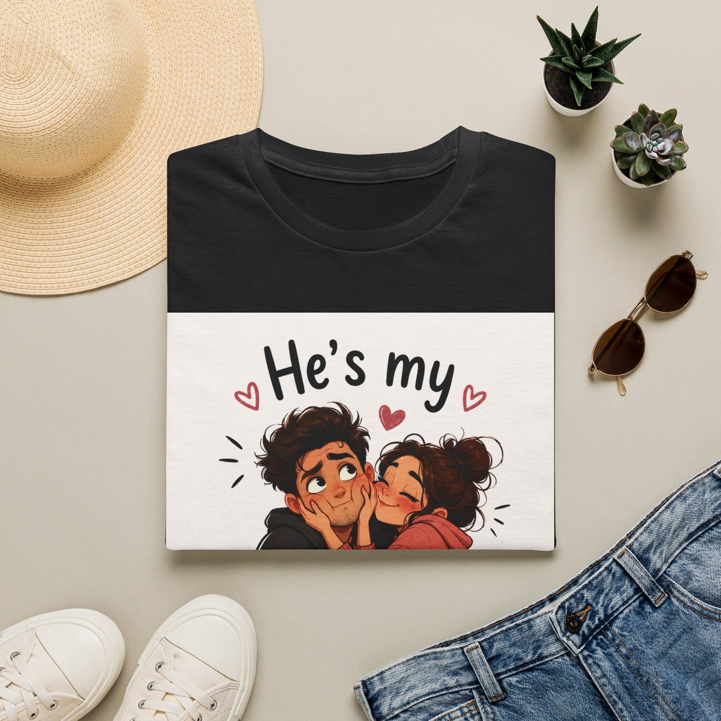 He’s My Favorite Problem T-Shirt — Cute Couple Cartoon Valentine Tee, Graphic Tee, Couple Tee, Funny Tshirt, Relationship Tshirt