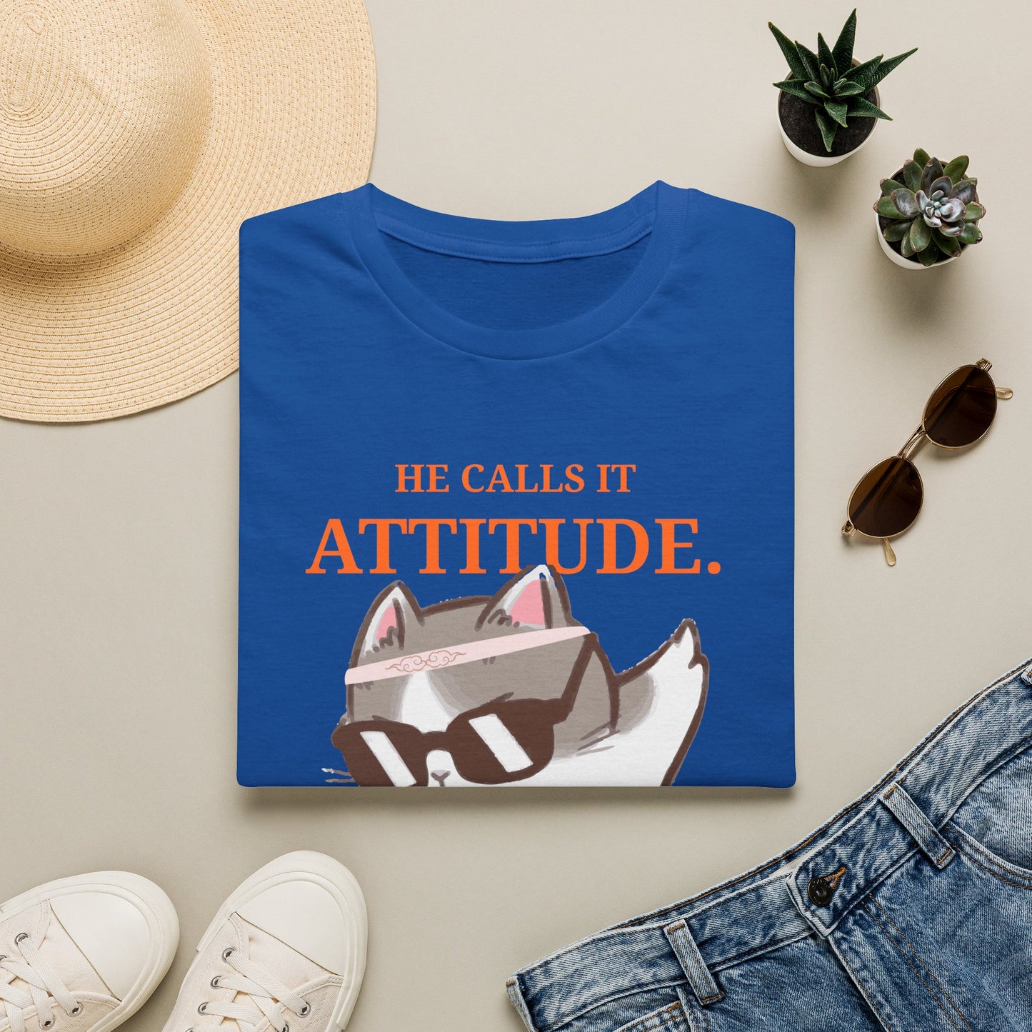He Calls It Attitude Cat T-Shirt — Funny Cat Graphic Tee, Funny T-shirt, Relationship Tshirt