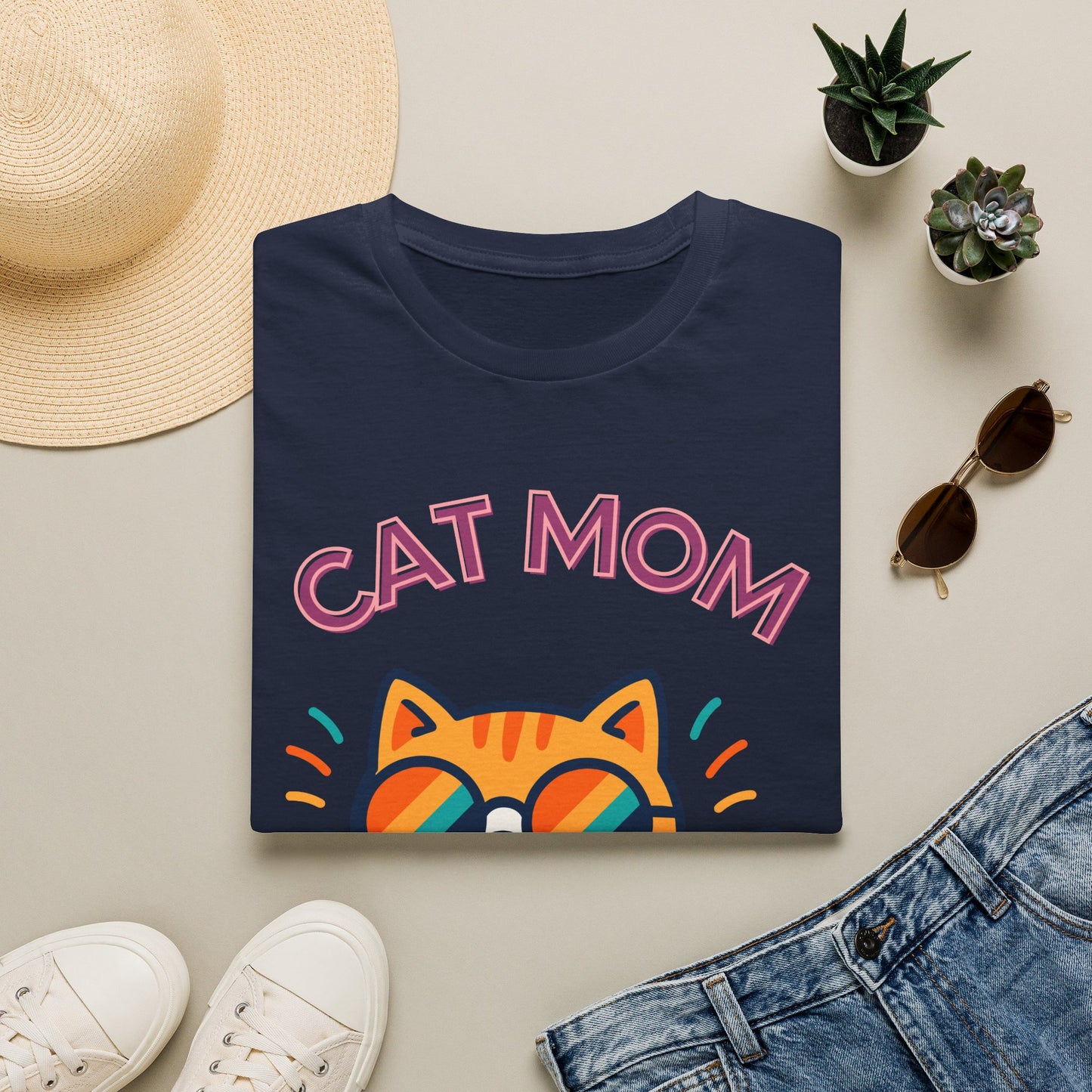 Cat Mom T-Shirt — Cute Sunglasses Kitty Tee for Cat Lovers, Pet Tshirt, Pet lover Tshirt, Cute animal Tshirt