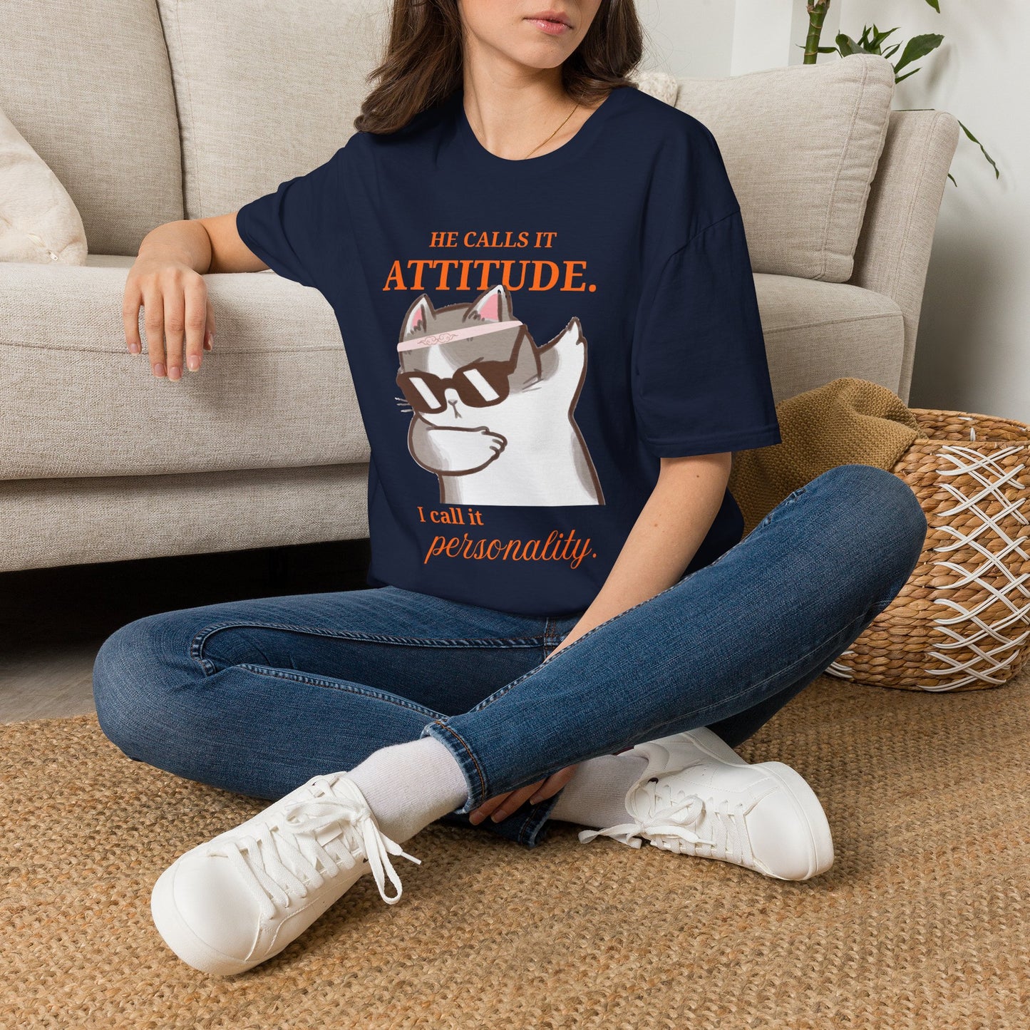 He Calls It Attitude Cat T-Shirt — Funny Cat Graphic Tee, Funny T-shirt, Relationship Tshirt