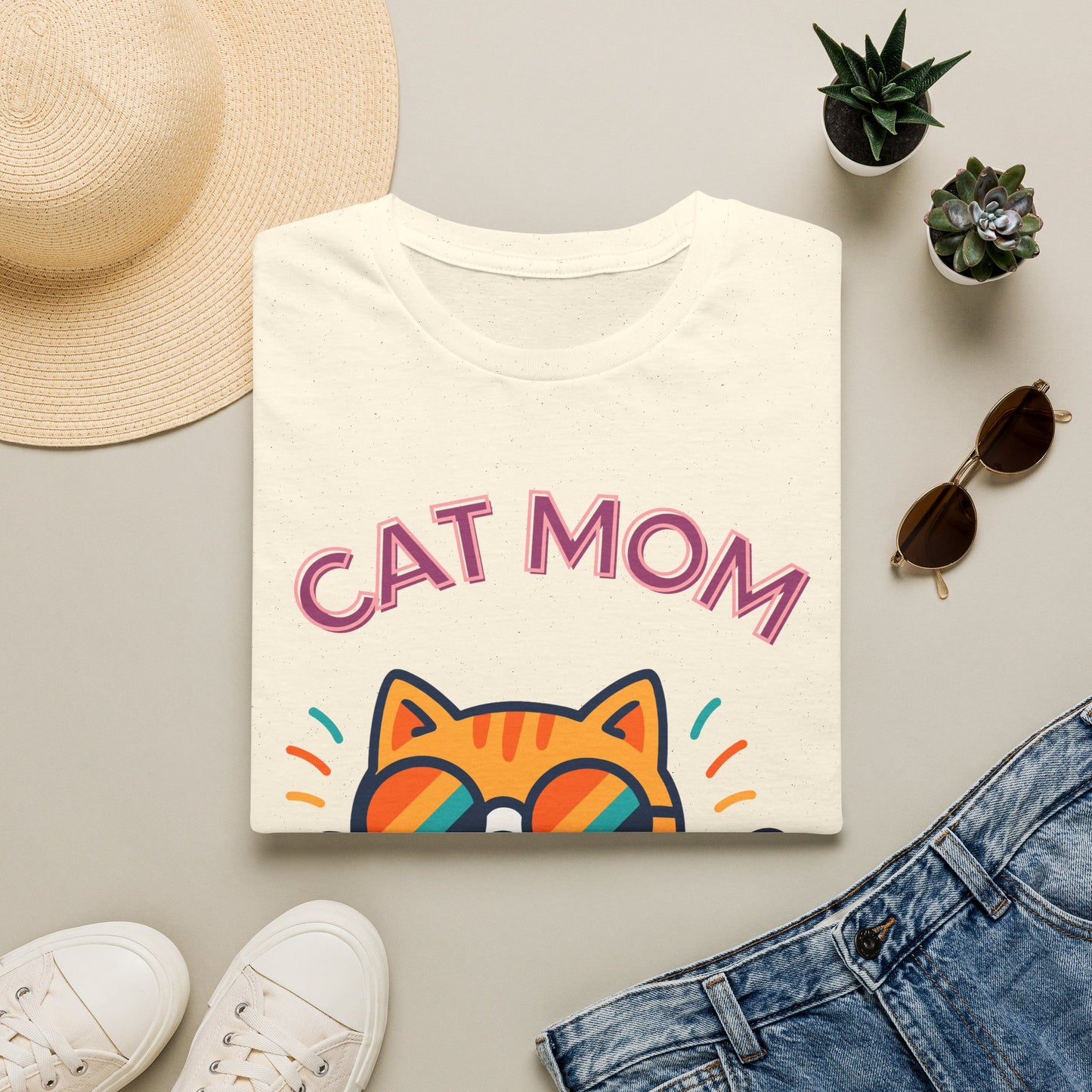 Cat Mom T-Shirt — Cute Sunglasses Kitty Tee for Cat Lovers, Pet Tshirt, Pet lover Tshirt, Cute animal Tshirt