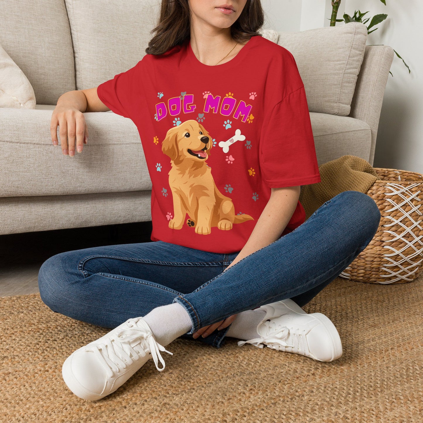 Dog Mom T-Shirt — Cute Dog Print Design, Dog lover Tshirt, Pet lover Tshirt, Cute animal Tshirt