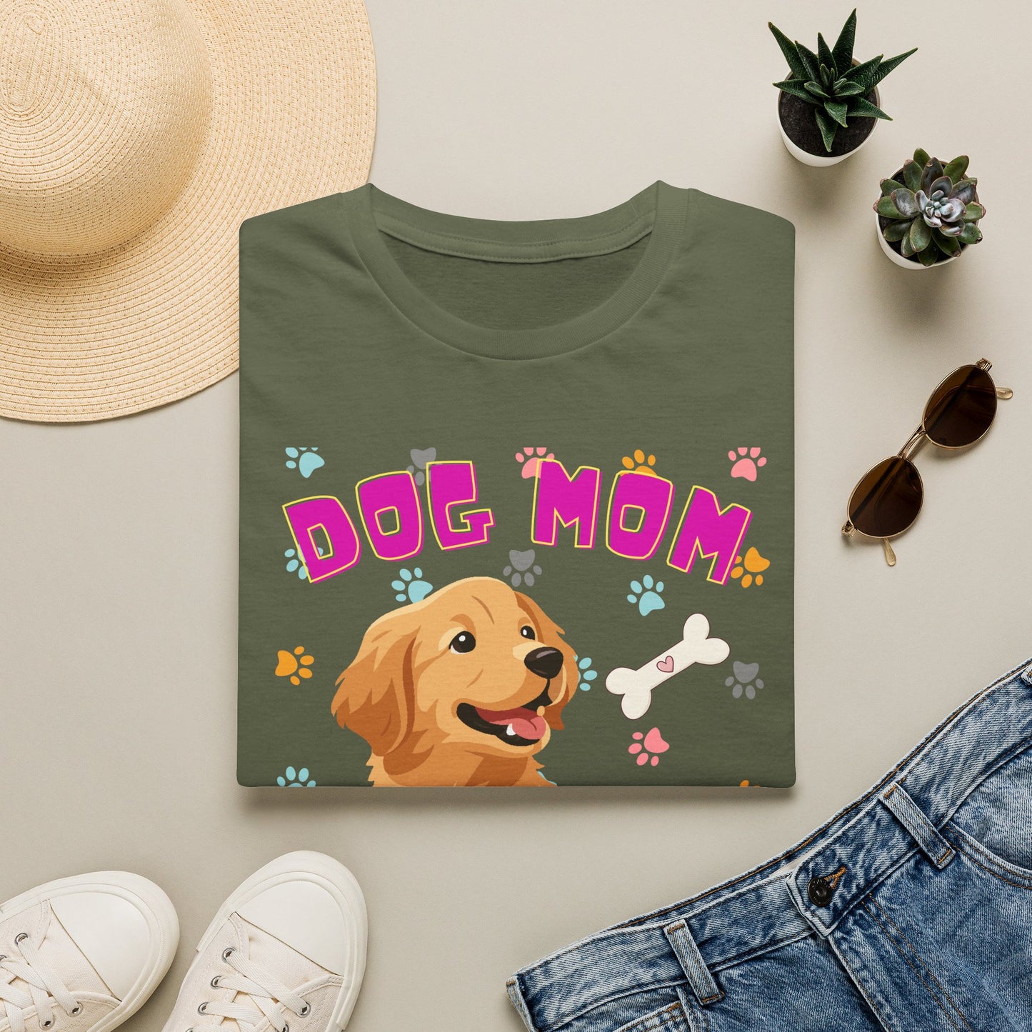 Dog Mom T-Shirt — Cute Dog Print Design, Dog lover Tshirt, Pet lover Tshirt, Cute animal Tshirt