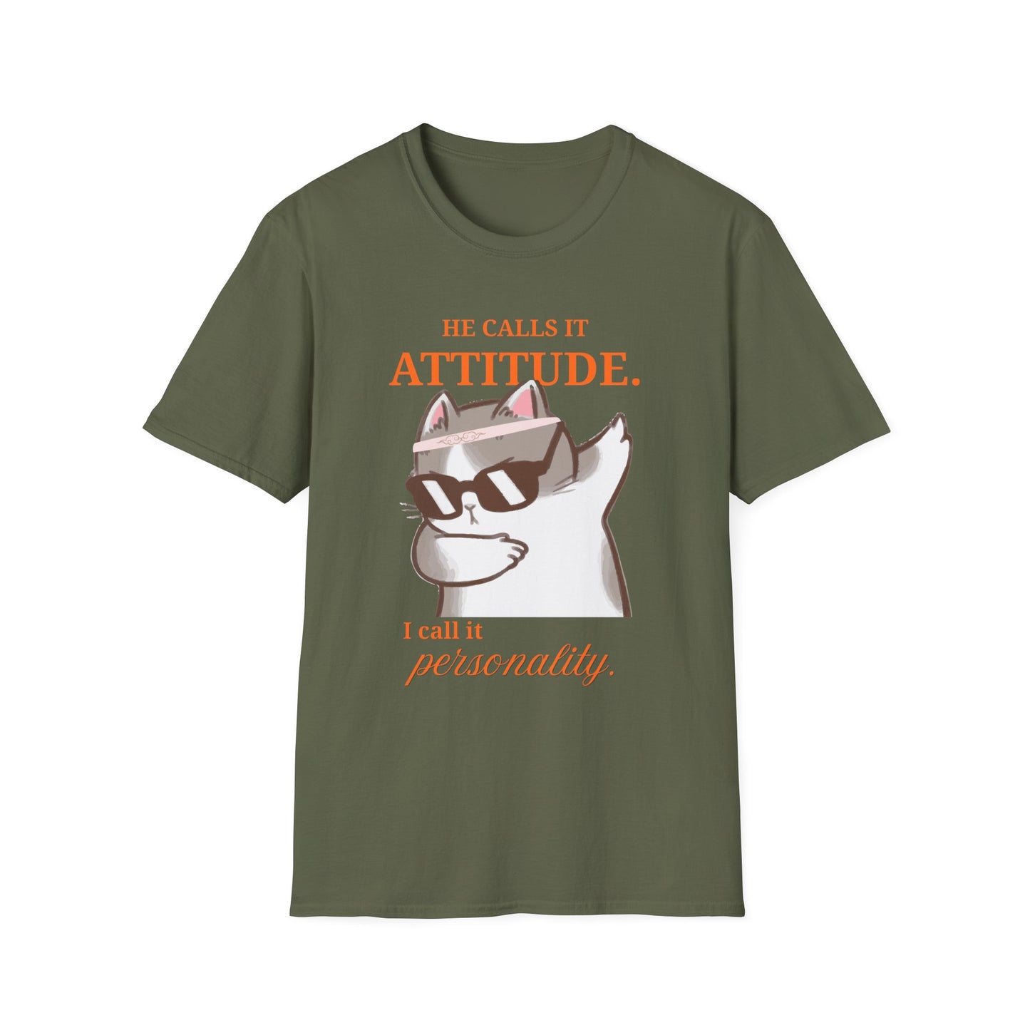 He Calls It Attitude Cat T-Shirt — Funny Cat Graphic Tee, Funny T-shirt, Relationship Tshirt