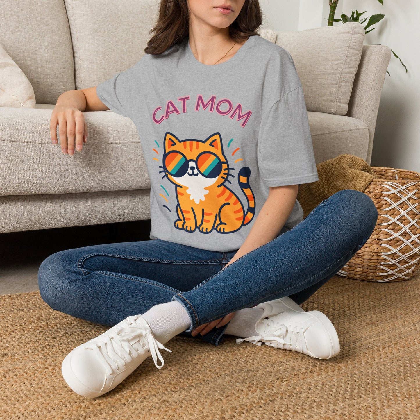 Cat Mom T-Shirt — Cute Sunglasses Kitty Tee for Cat Lovers, Pet Tshirt, Pet lover Tshirt, Cute animal Tshirt