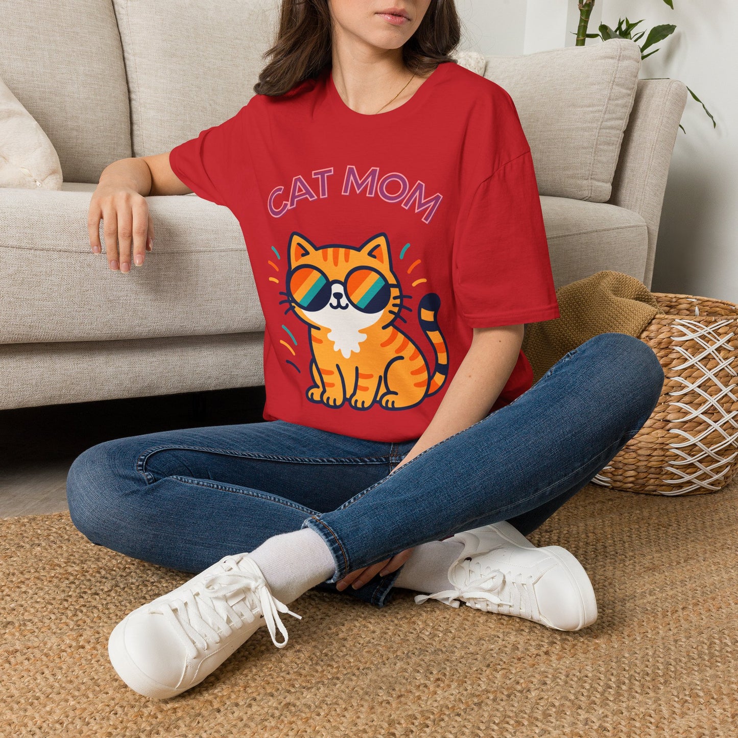 Cat Mom T-Shirt — Cute Sunglasses Kitty Tee for Cat Lovers, Pet Tshirt, Pet lover Tshirt, Cute animal Tshirt