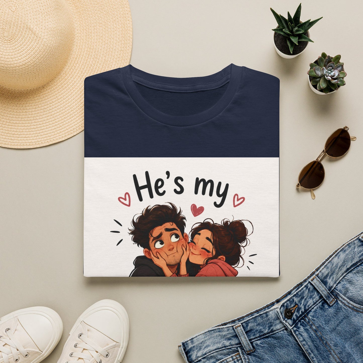 He’s My Favorite Problem T-Shirt — Cute Couple Cartoon Valentine Tee, Graphic Tee, Couple Tee, Funny Tshirt, Relationship Tshirt