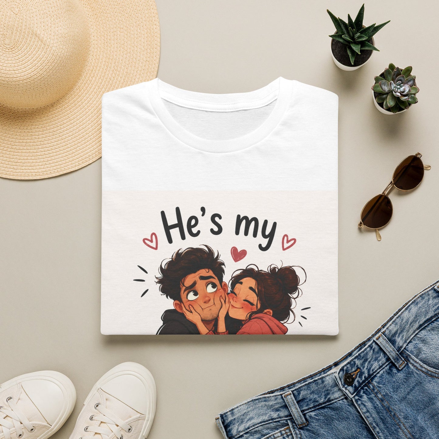 He’s My Favorite Problem T-Shirt — Cute Couple Cartoon Valentine Tee, Graphic Tee, Couple Tee, Funny Tshirt, Relationship Tshirt