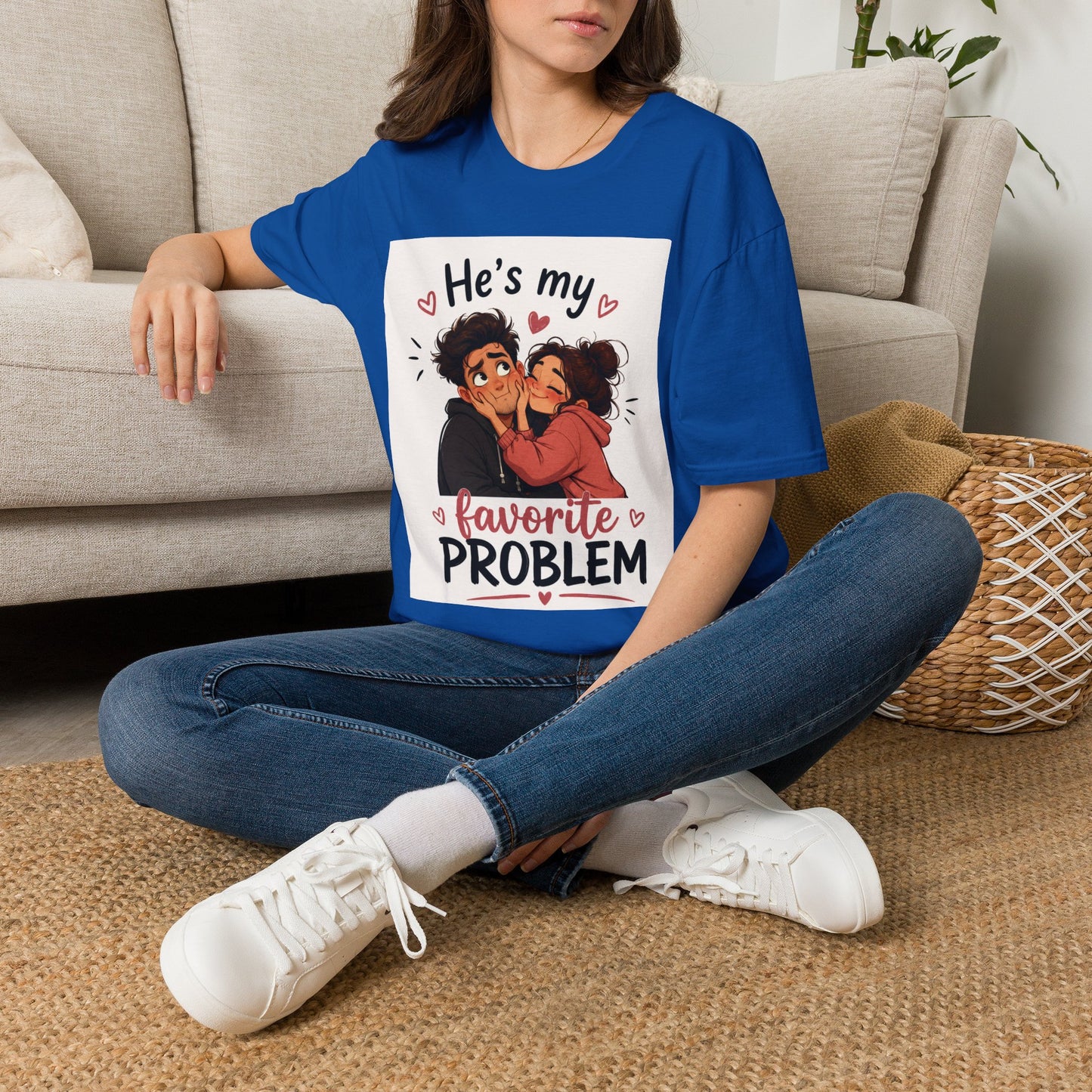 He’s My Favorite Problem T-Shirt — Cute Couple Cartoon Valentine Tee, Graphic Tee, Couple Tee, Funny Tshirt, Relationship Tshirt