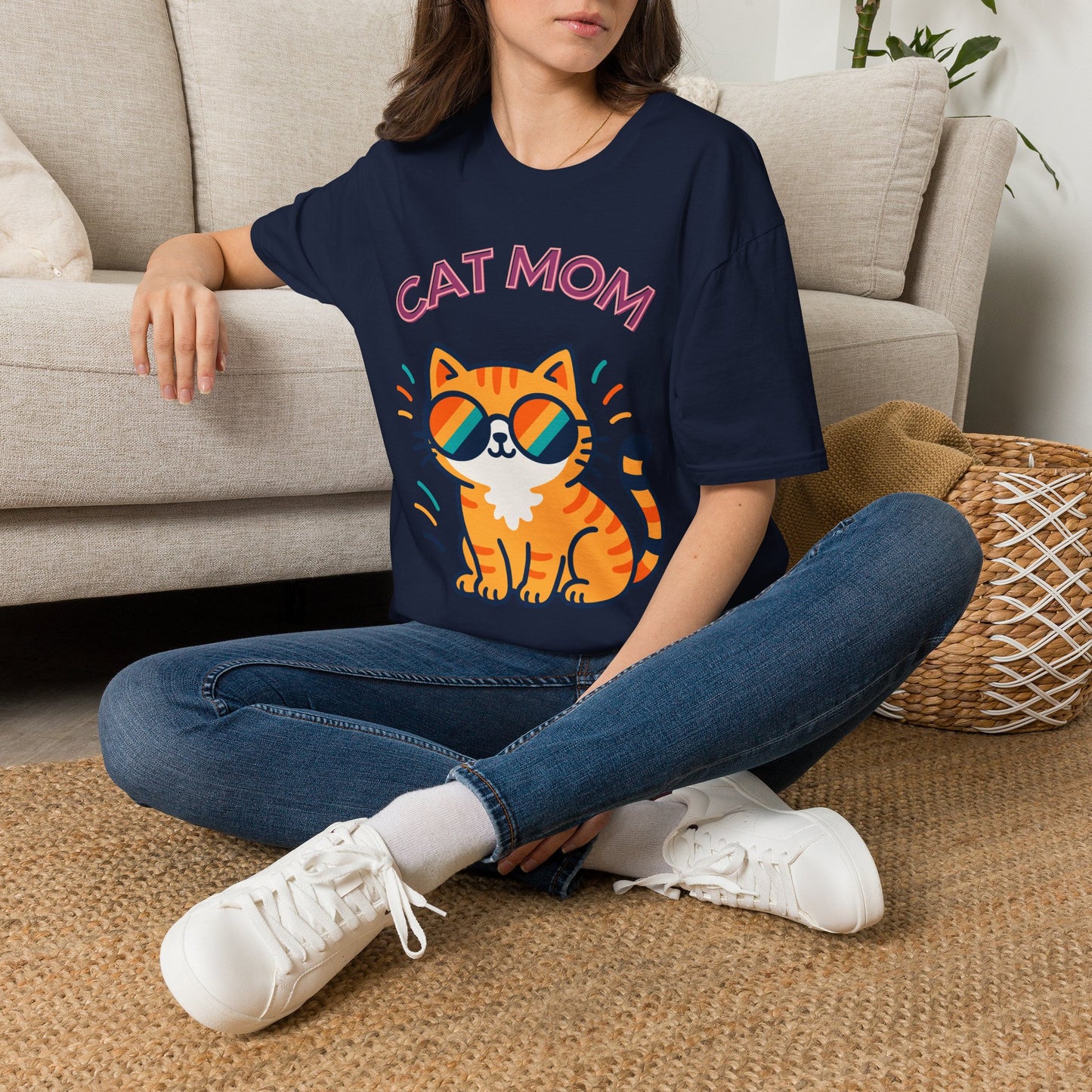 Cat Mom T‑Shirt ,Graphic Tee for Cat Lovers, Animal lovers Tshirt