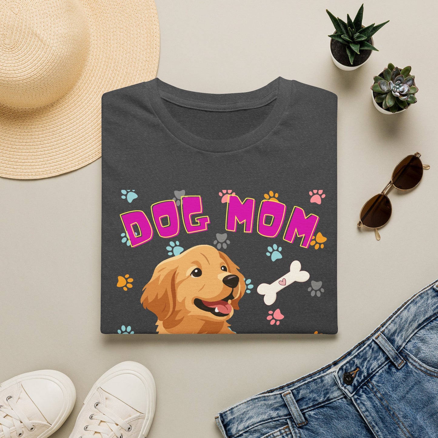 Dog Mom T-Shirt — Cute Dog Print Design, Dog lover Tshirt, Pet lover Tshirt, Cute animal Tshirt