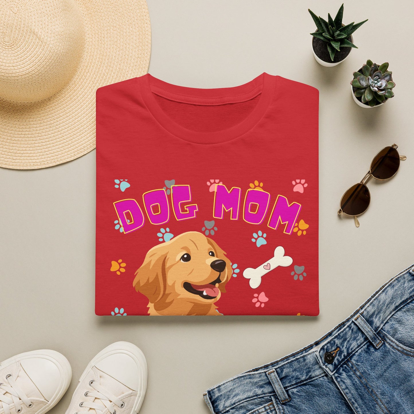 Dog Mom T-Shirt — Cute Dog Print Design, Dog lover Tshirt, Pet lover Tshirt, Cute animal Tshirt