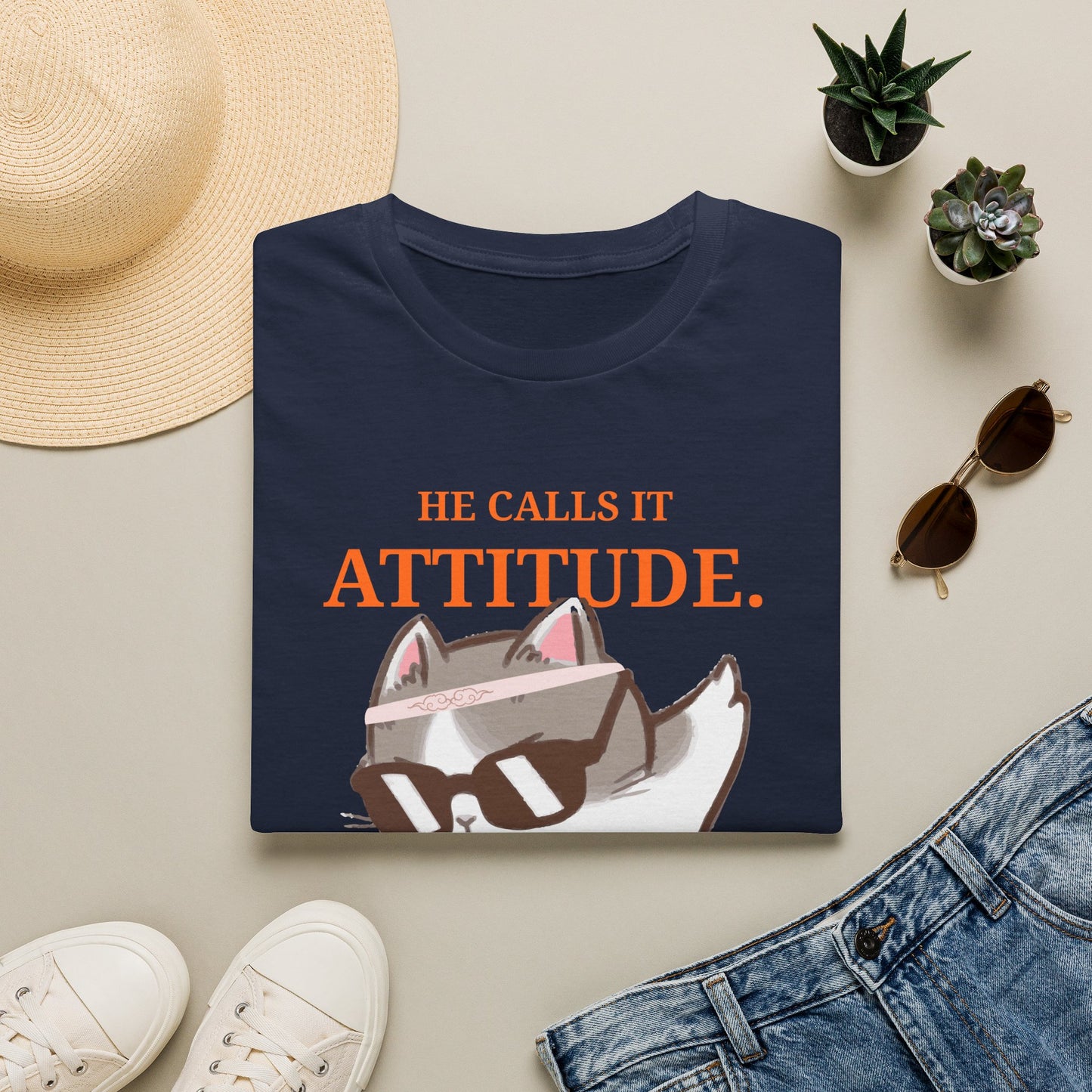 He Calls It Attitude Cat T-Shirt — Funny Cat Graphic Tee, Funny T-shirt, Relationship Tshirt