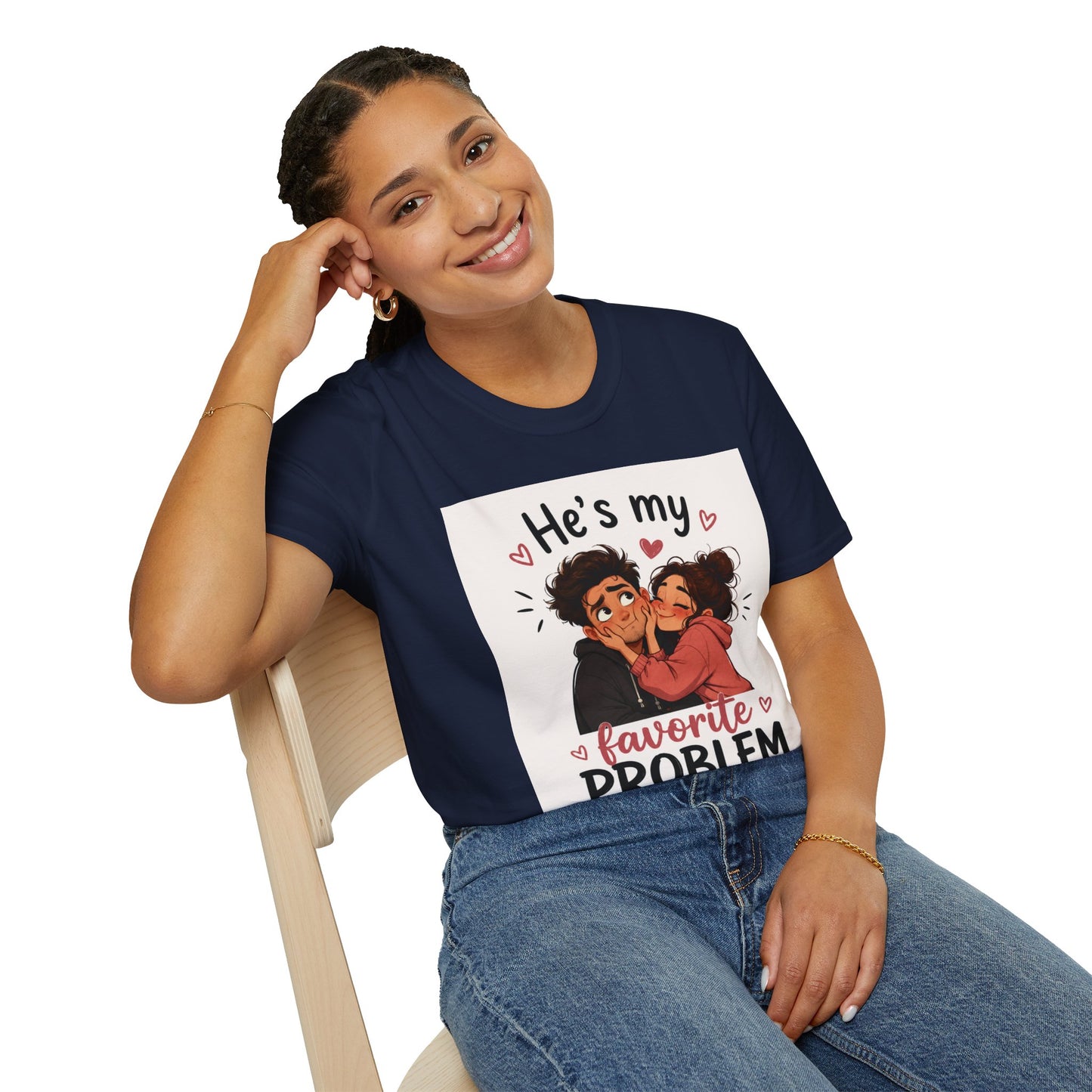 He’s My Favorite Problem T-Shirt — Cute Couple Cartoon Valentine Tee, Graphic Tee, Couple Tee, Funny Tshirt, Relationship Tshirt