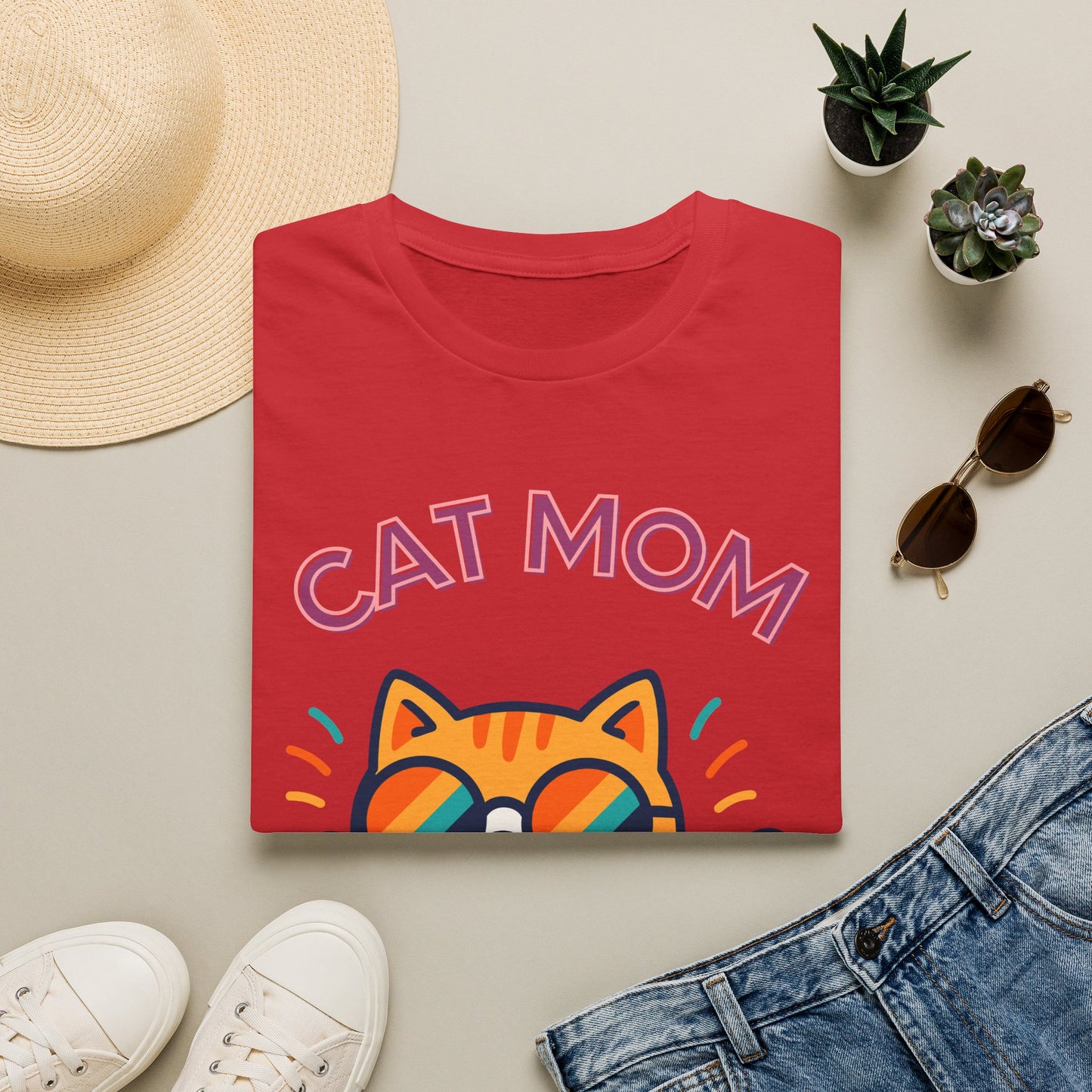 Cat Mom T-Shirt — Cute Sunglasses Kitty Tee for Cat Lovers, Pet Tshirt, Pet lover Tshirt, Cute animal Tshirt