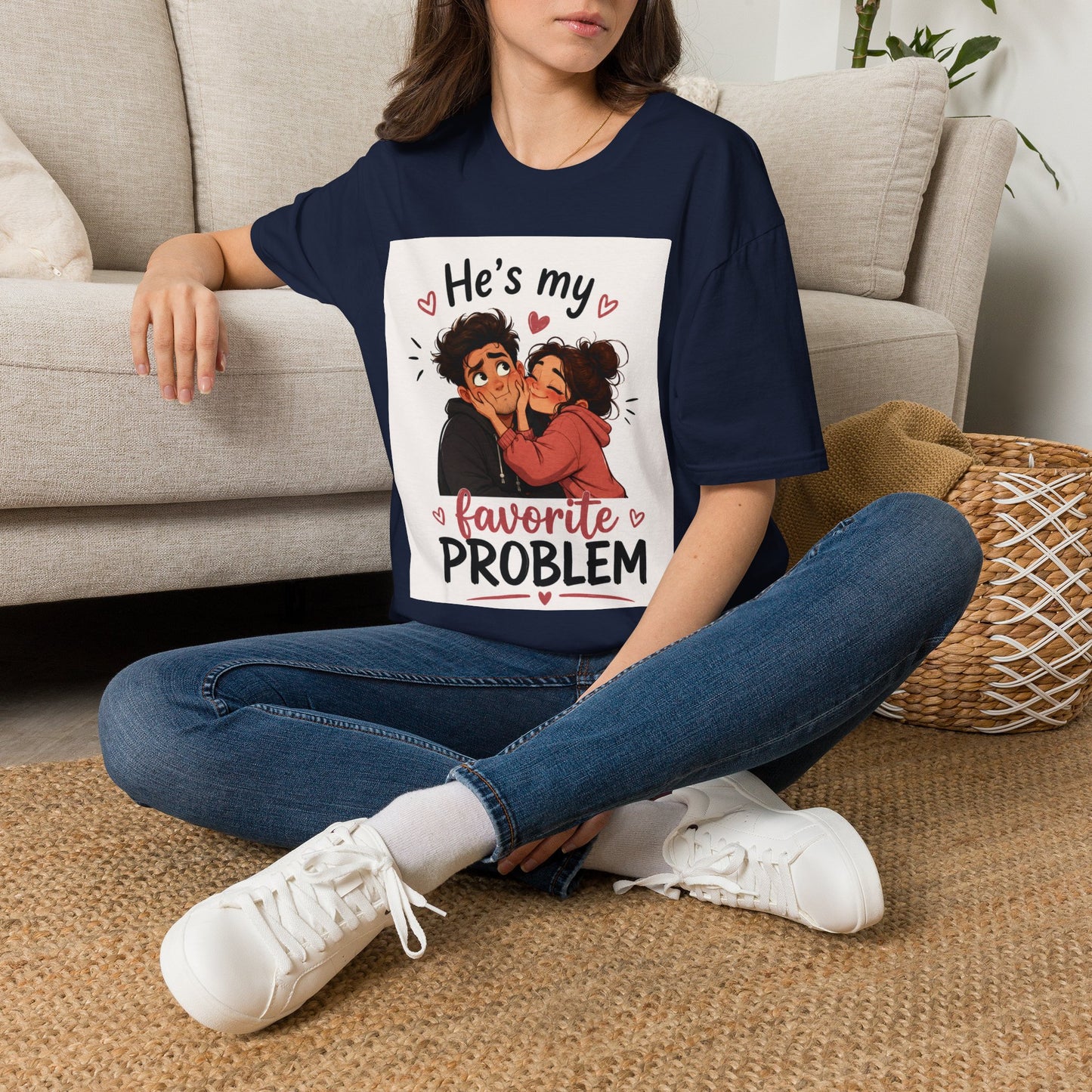 He’s My Favorite Problem T-Shirt — Cute Couple Cartoon Valentine Tee, Graphic Tee, Couple Tee, Funny Tshirt, Relationship Tshirt
