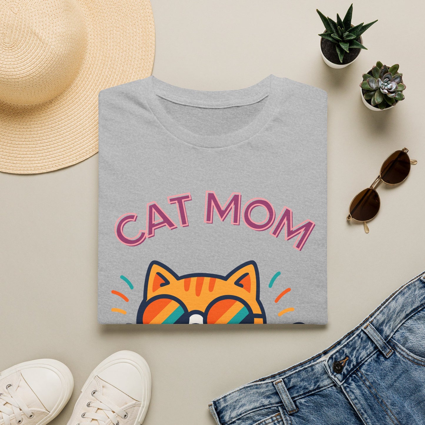 Cat Mom T-Shirt — Cute Sunglasses Kitty Tee for Cat Lovers, Pet Tshirt, Pet lover Tshirt, Cute animal Tshirt