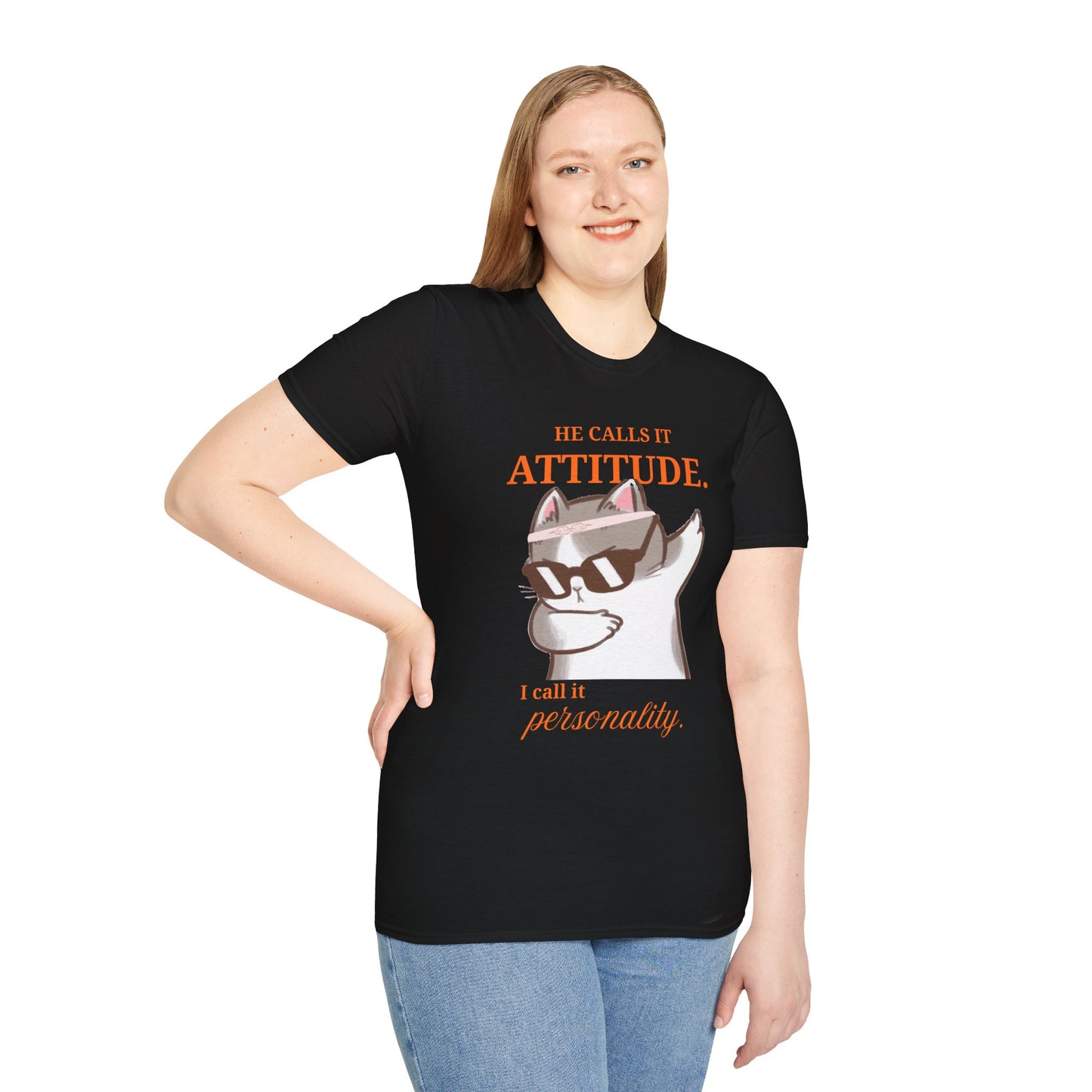 He Calls It Attitude Cat T-Shirt — Funny Cat Graphic Tee, Funny T-shirt, Relationship Tshirt