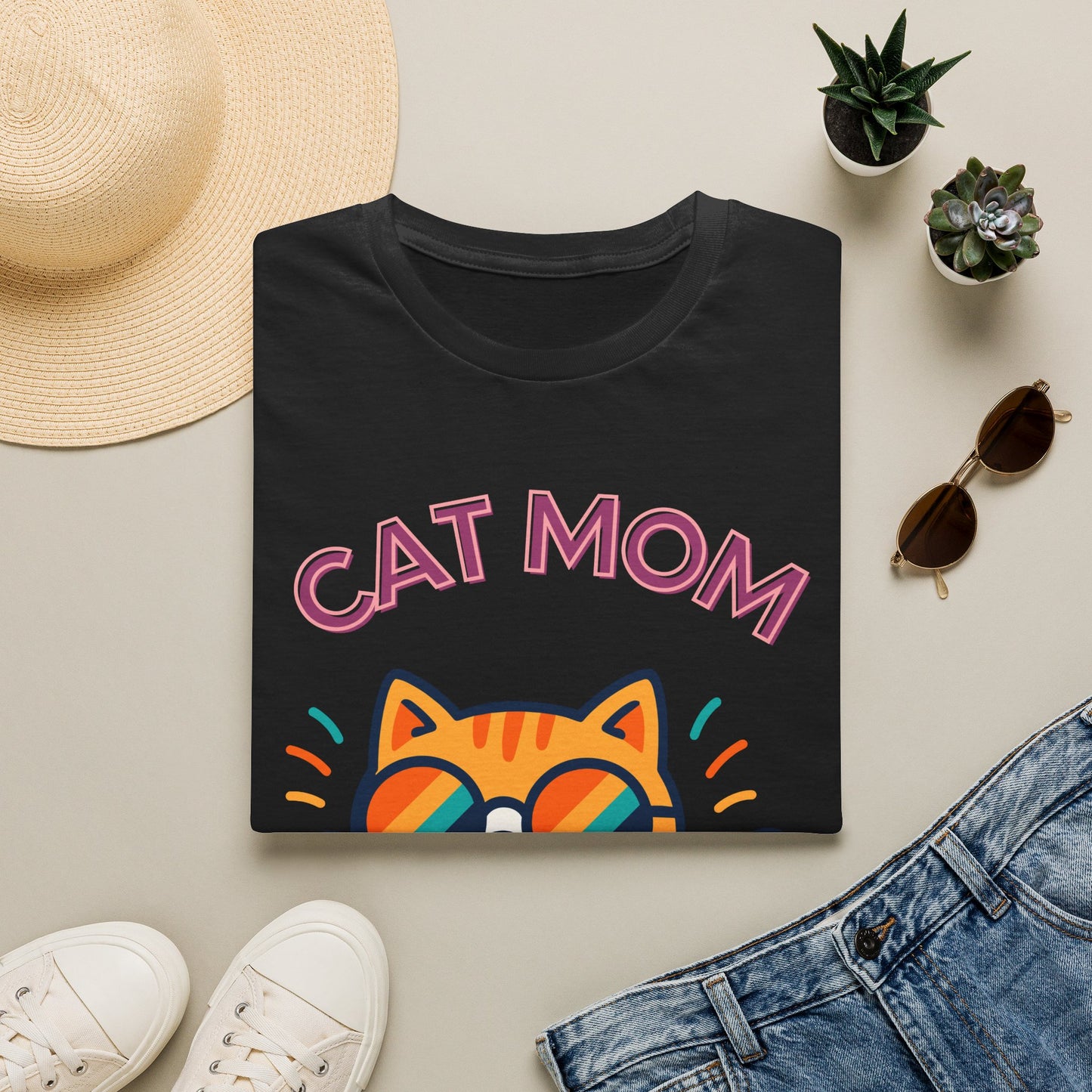 Cat Mom T-Shirt — Cute Sunglasses Kitty Tee for Cat Lovers, Pet Tshirt, Pet lover Tshirt, Cute animal Tshirt