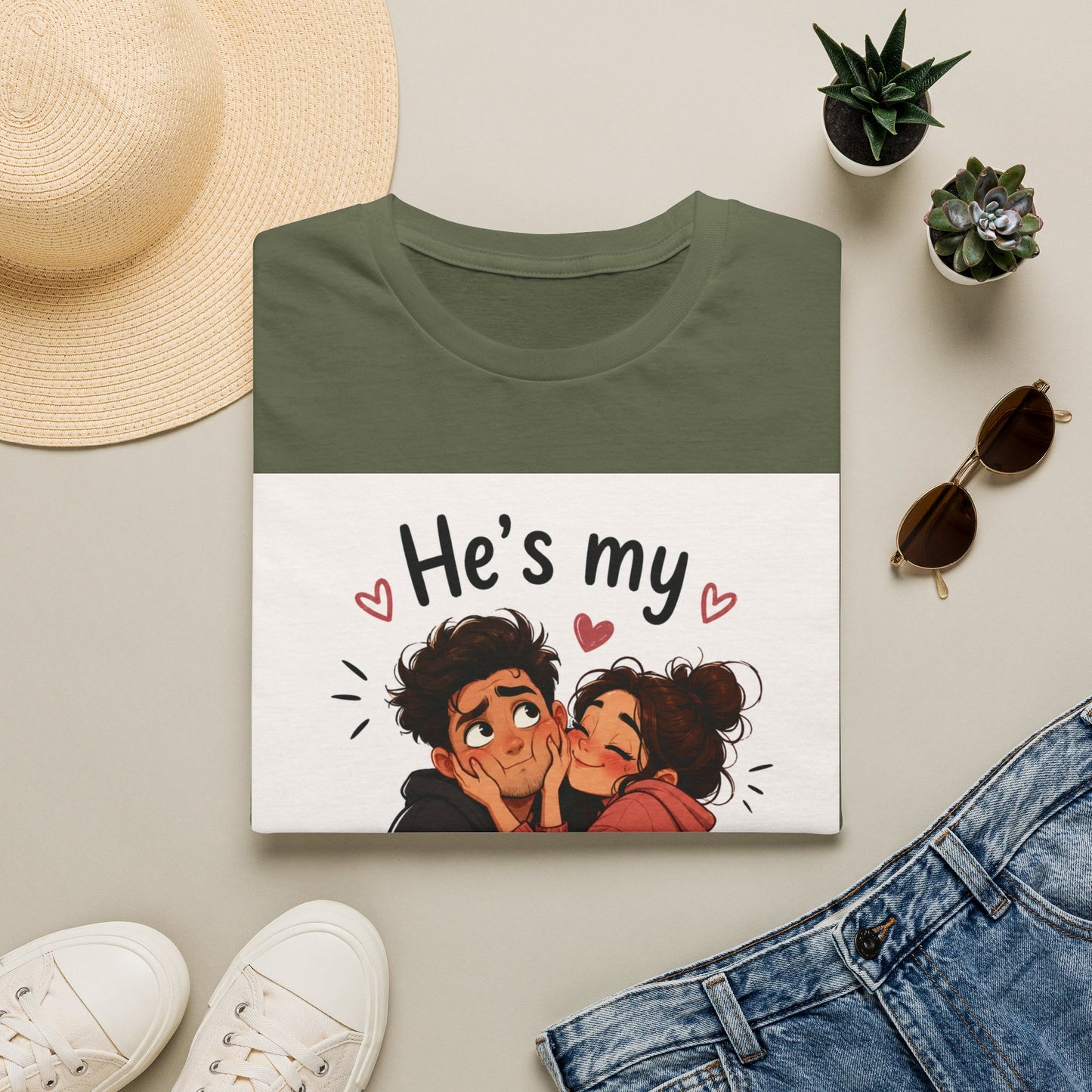 He’s My Favorite Problem T-Shirt — Cute Couple Cartoon Valentine Tee, Graphic Tee, Couple Tee, Funny Tshirt, Relationship Tshirt