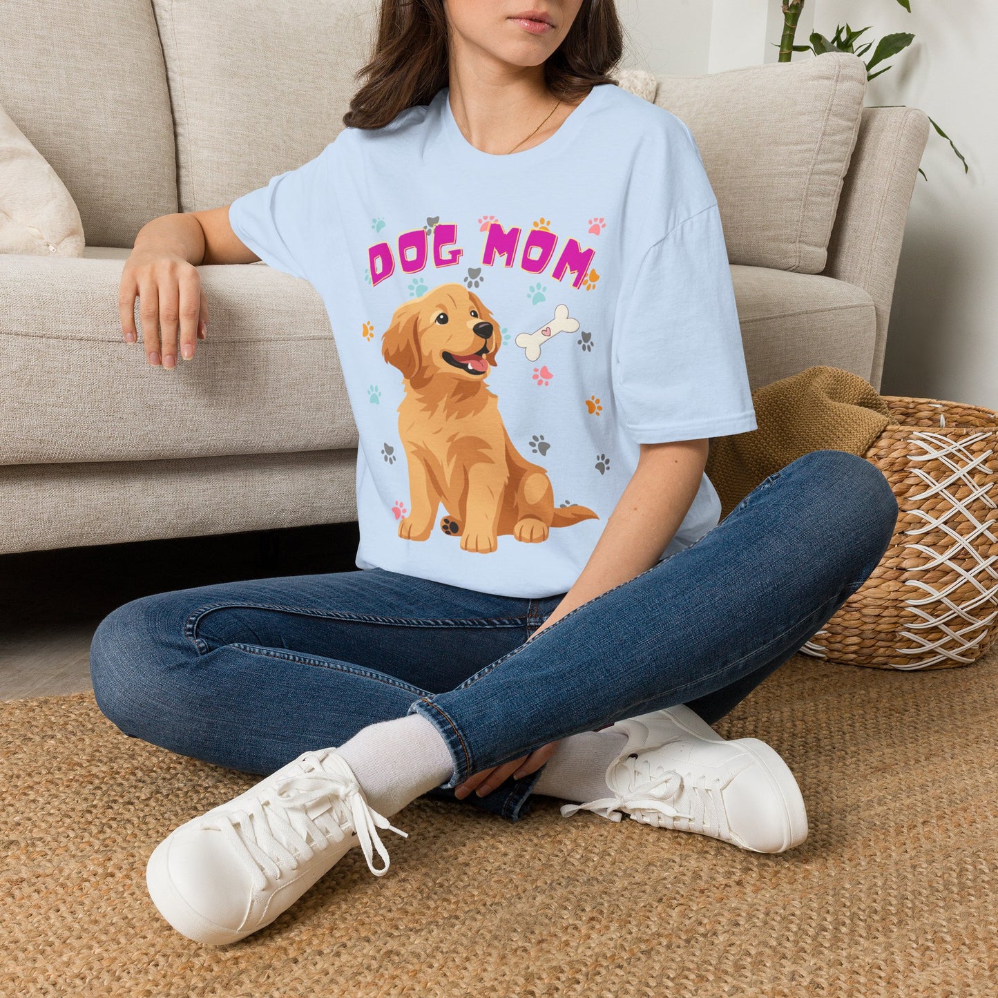 Dog Mom T-Shirt — Cute Dog Print Design, Dog lover Tshirt, Pet lover Tshirt, Cute animal Tshirt