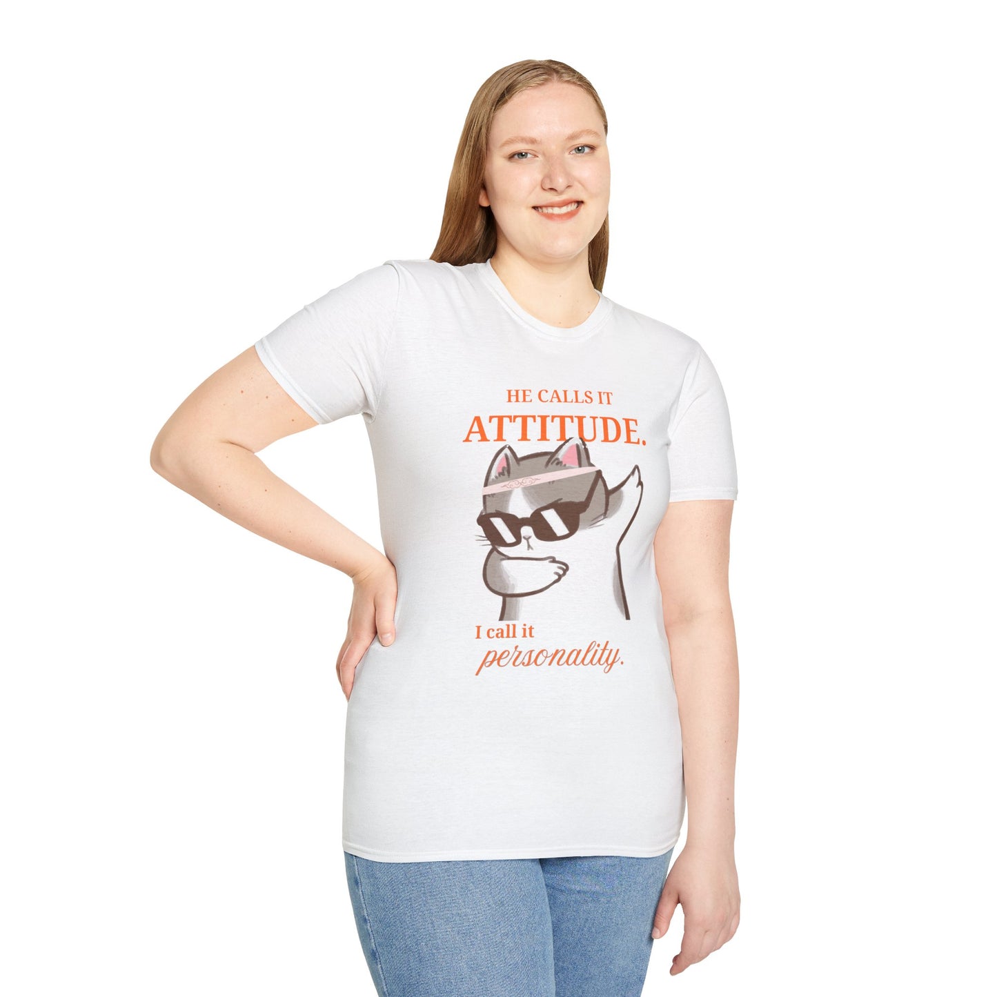 He Calls It Attitude Cat T-Shirt — Funny Cat Graphic Tee, Funny T-shirt, Relationship Tshirt