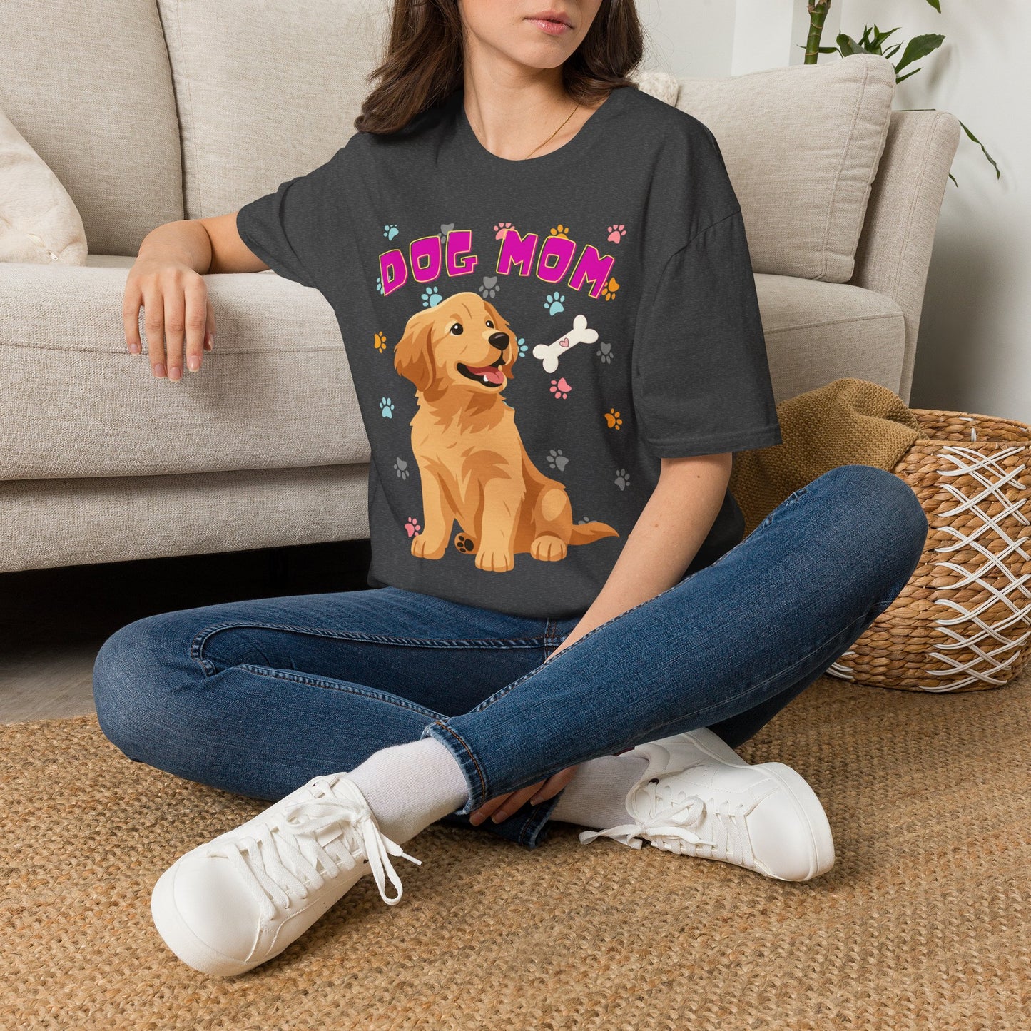 Dog Mom T-Shirt — Cute Dog Print Design, Dog lover Tshirt, Pet lover Tshirt, Cute animal Tshirt