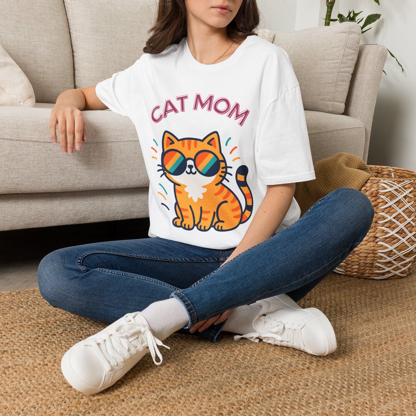 Cat Mom T-Shirt — Cute Sunglasses Kitty Tee for Cat Lovers, Pet Tshirt, Pet lover Tshirt, Cute animal Tshirt