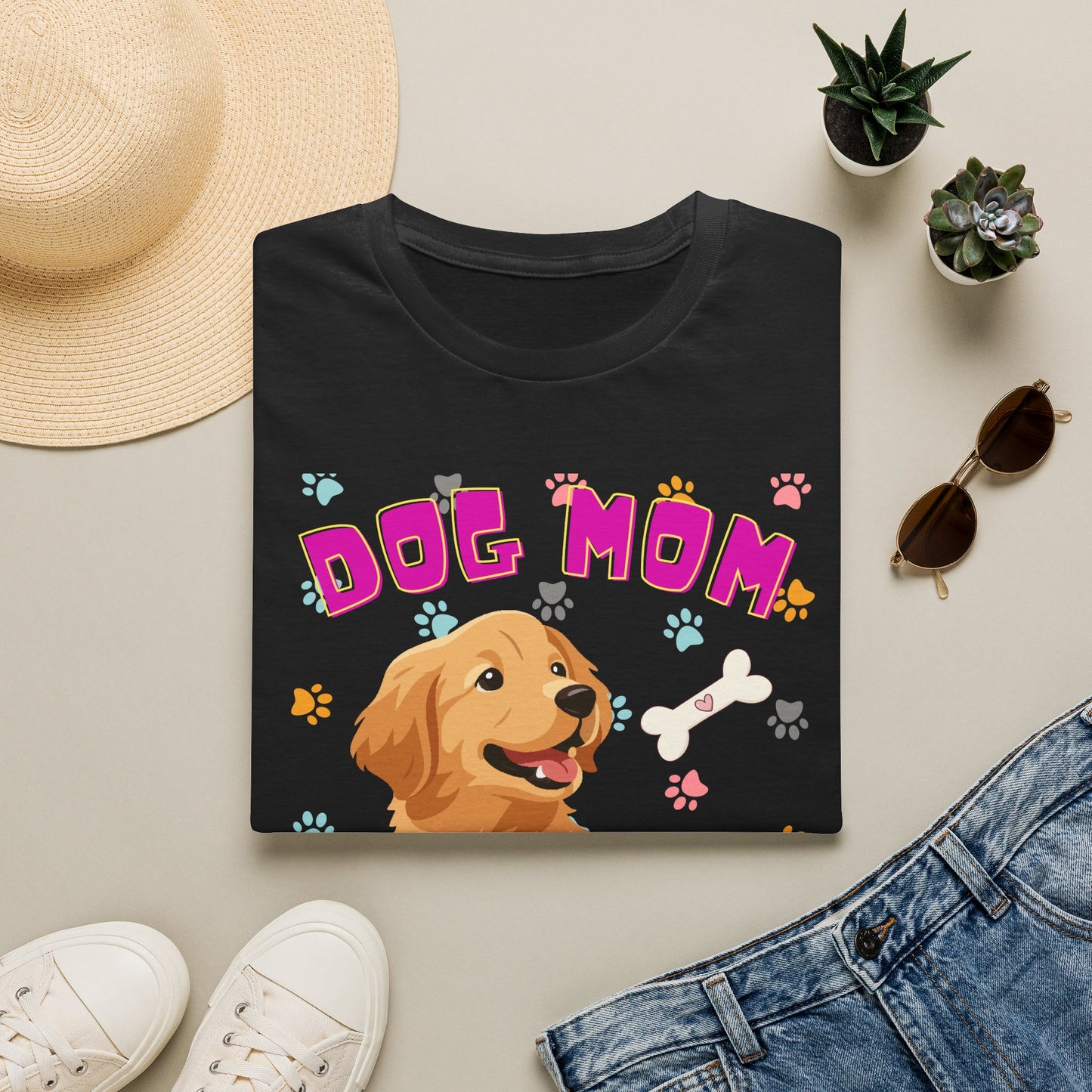 Dog Mom T-Shirt — Cute Dog Print Design, Dog lover Tshirt, Pet lover Tshirt, Cute animal Tshirt