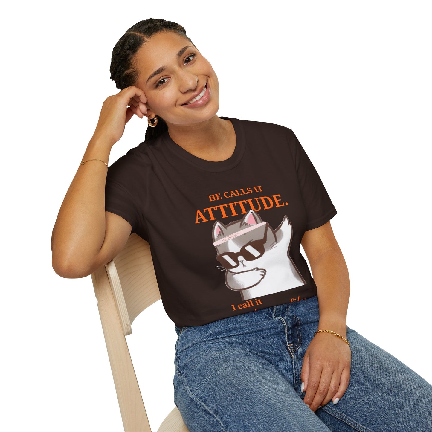 He Calls It Attitude Cat T-Shirt — Funny Cat Graphic Tee, Funny T-shirt, Relationship Tshirt