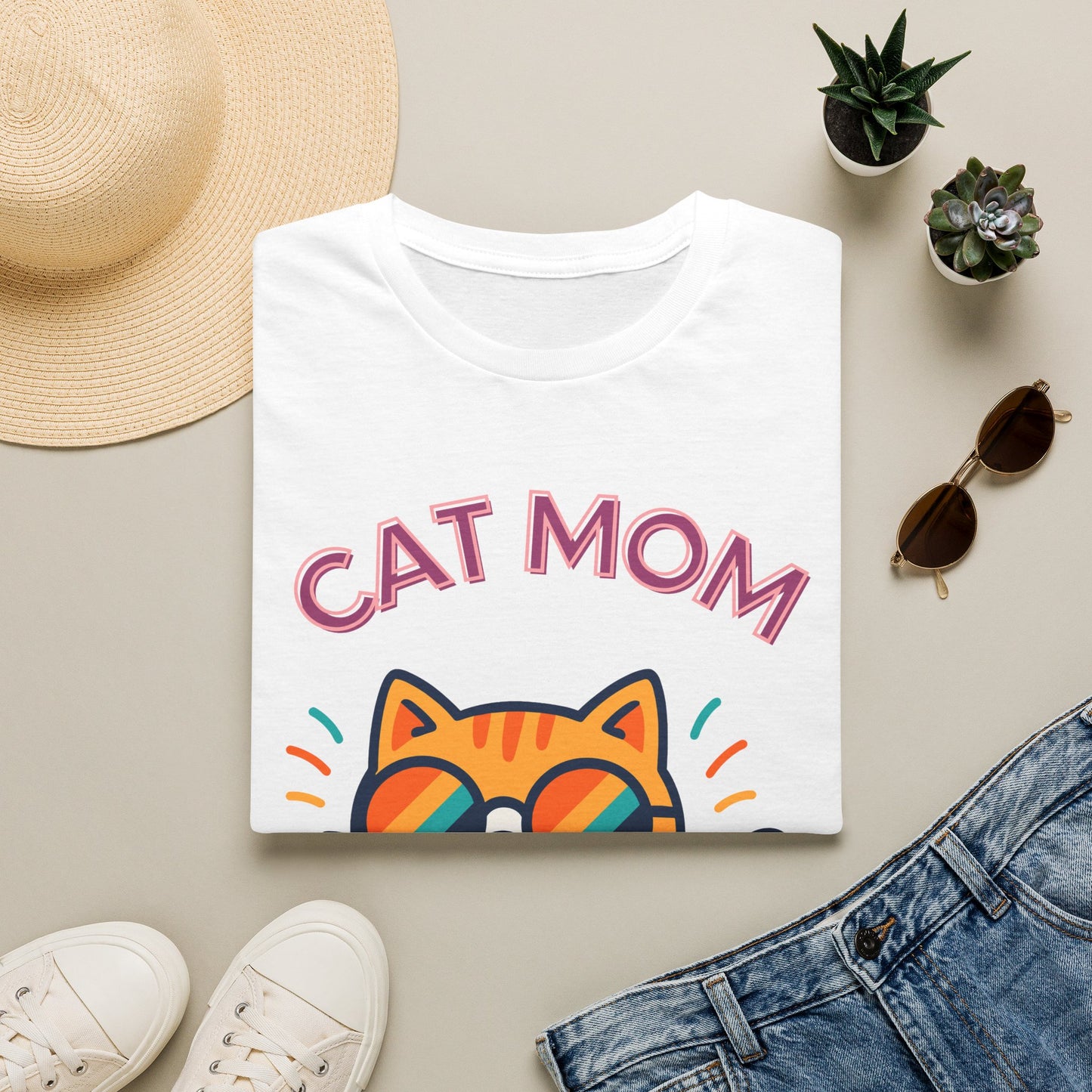 Cat Mom T-Shirt — Cute Sunglasses Kitty Tee for Cat Lovers, Pet Tshirt, Pet lover Tshirt, Cute animal Tshirt