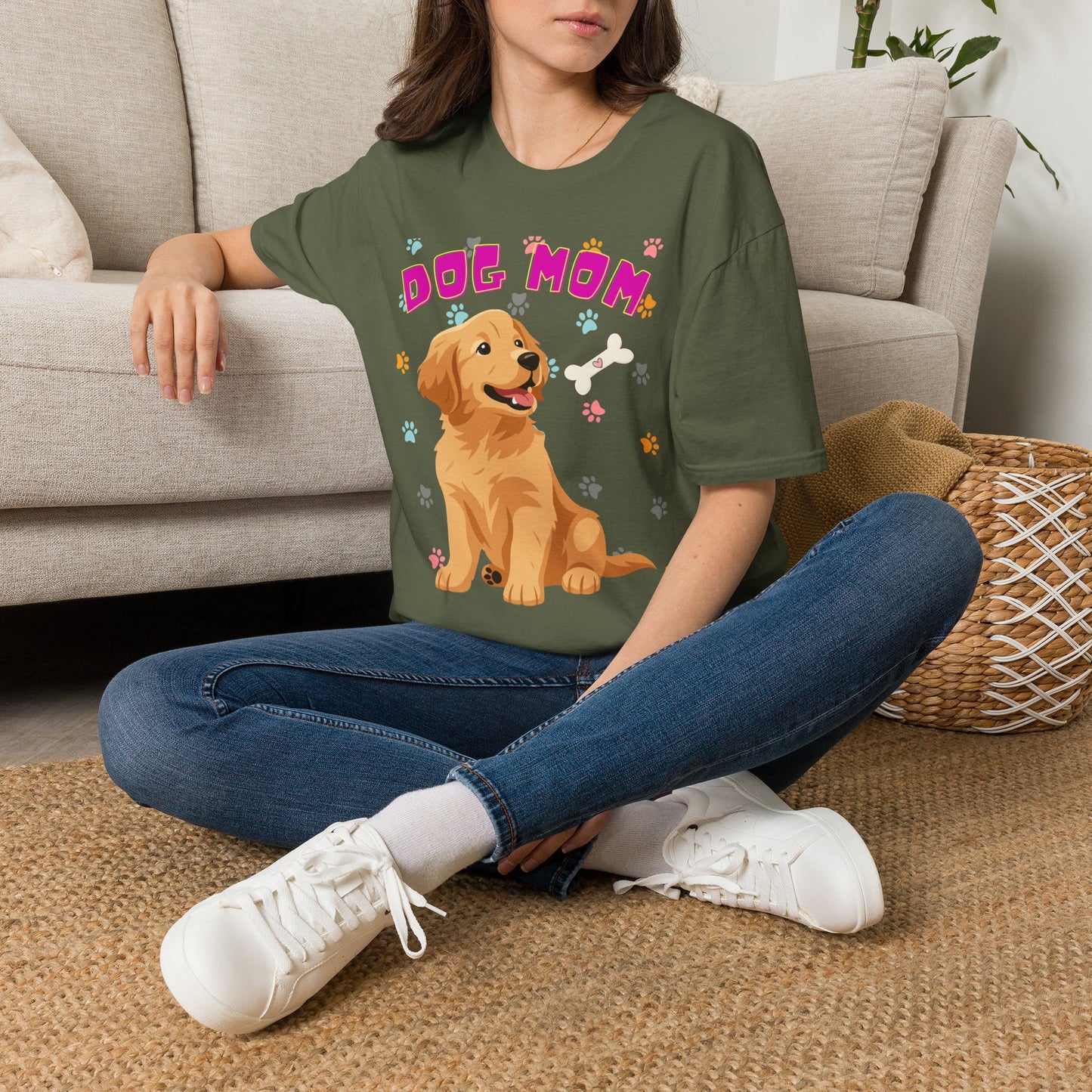 Dog Mom T-Shirt — Cute Dog Print Design, Dog lover Tshirt, Pet lover Tshirt, Cute animal Tshirt