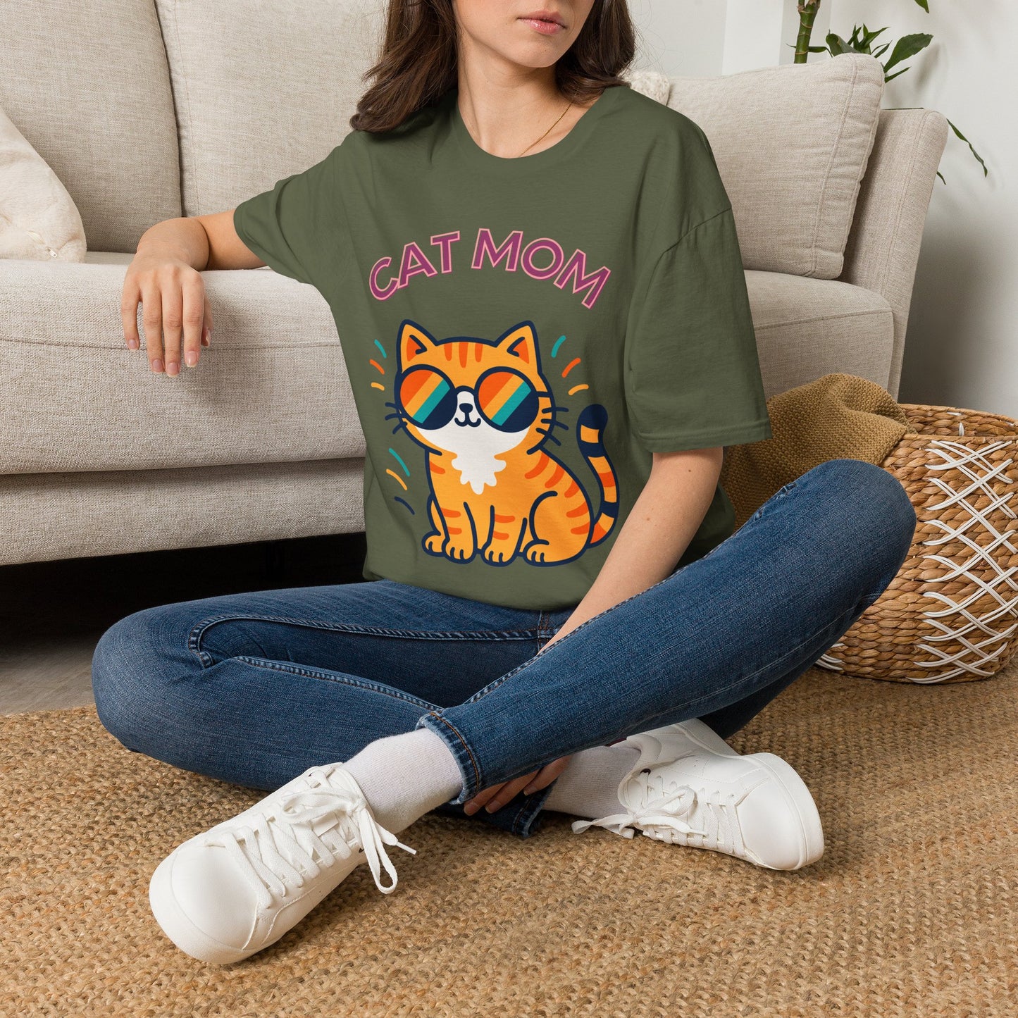 Cat Mom T-Shirt — Cute Sunglasses Kitty Tee for Cat Lovers, Pet Tshirt, Pet lover Tshirt, Cute animal Tshirt