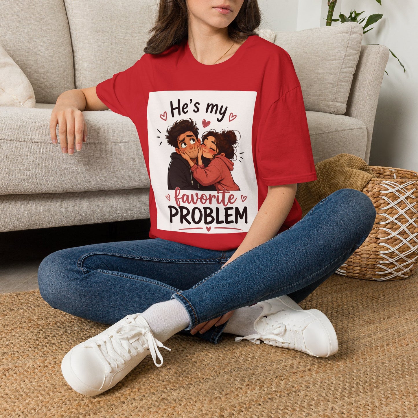 He’s My Favorite Problem T-Shirt — Cute Couple Cartoon Valentine Tee, Graphic Tee, Couple Tee, Funny Tshirt, Relationship Tshirt