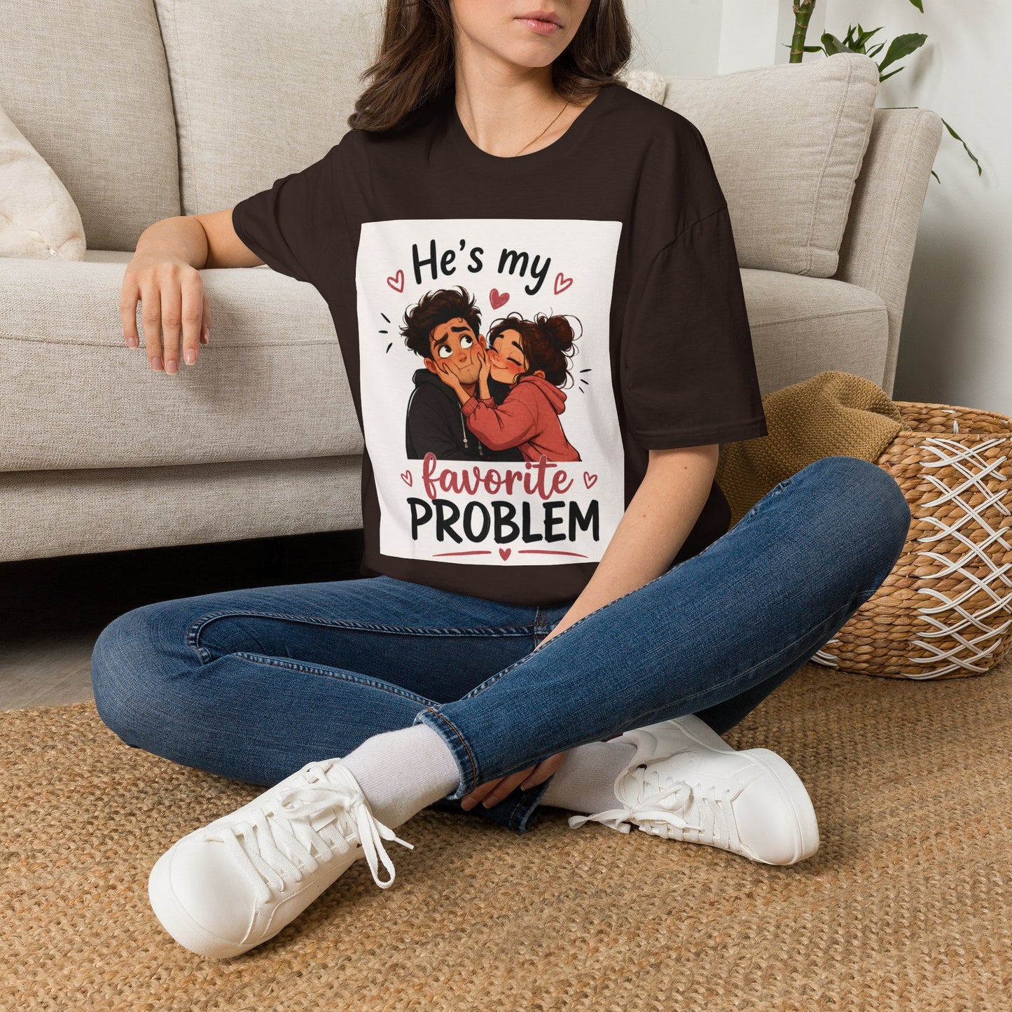 He’s My Favorite Problem T-Shirt — Cute Couple Cartoon Valentine Tee, Graphic Tee, Couple Tee, Funny Tshirt, Relationship Tshirt