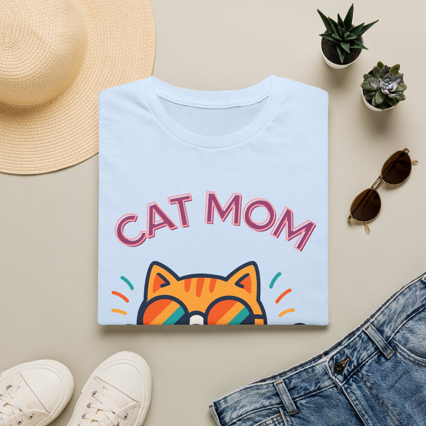 Cat Mom T-Shirt — Cute Sunglasses Kitty Tee for Cat Lovers, Pet Tshirt, Pet lover Tshirt, Cute animal Tshirt