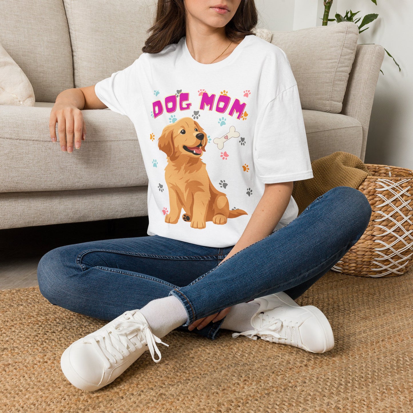 Dog Mom T-Shirt — Cute Dog Print Design, Dog lover Tshirt, Pet lover Tshirt, Cute animal Tshirt