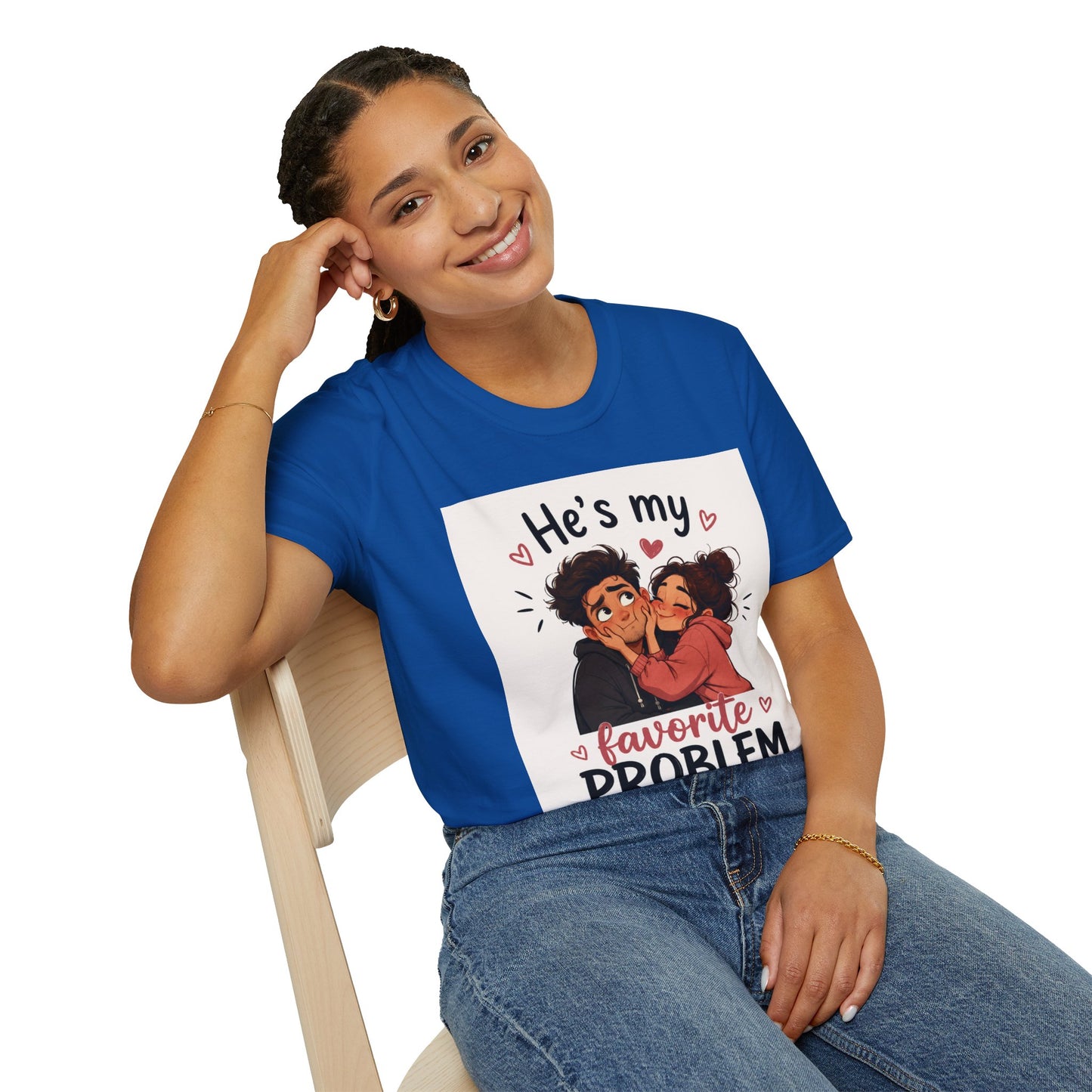 He’s My Favorite Problem T-Shirt — Cute Couple Cartoon Valentine Tee, Graphic Tee, Couple Tee, Funny Tshirt, Relationship Tshirt