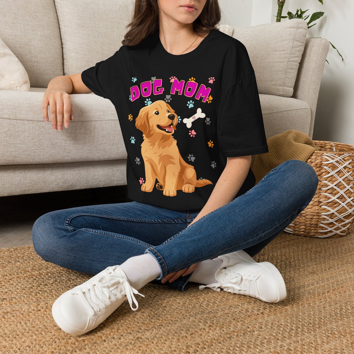 Dog Mom T-Shirt — Cute Dog Print Design, Dog lover Tshirt, Pet lover Tshirt, Cute animal Tshirt