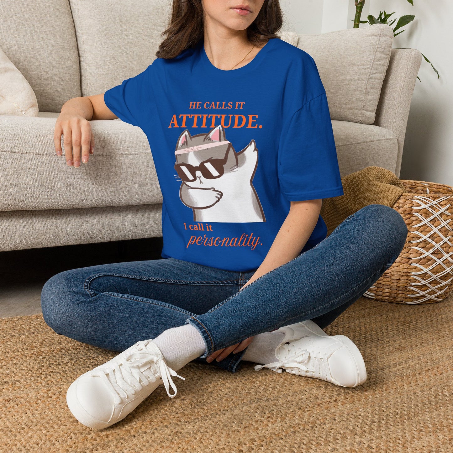 He Calls It Attitude Cat T-Shirt — Funny Cat Graphic Tee, Funny T-shirt, Relationship Tshirt