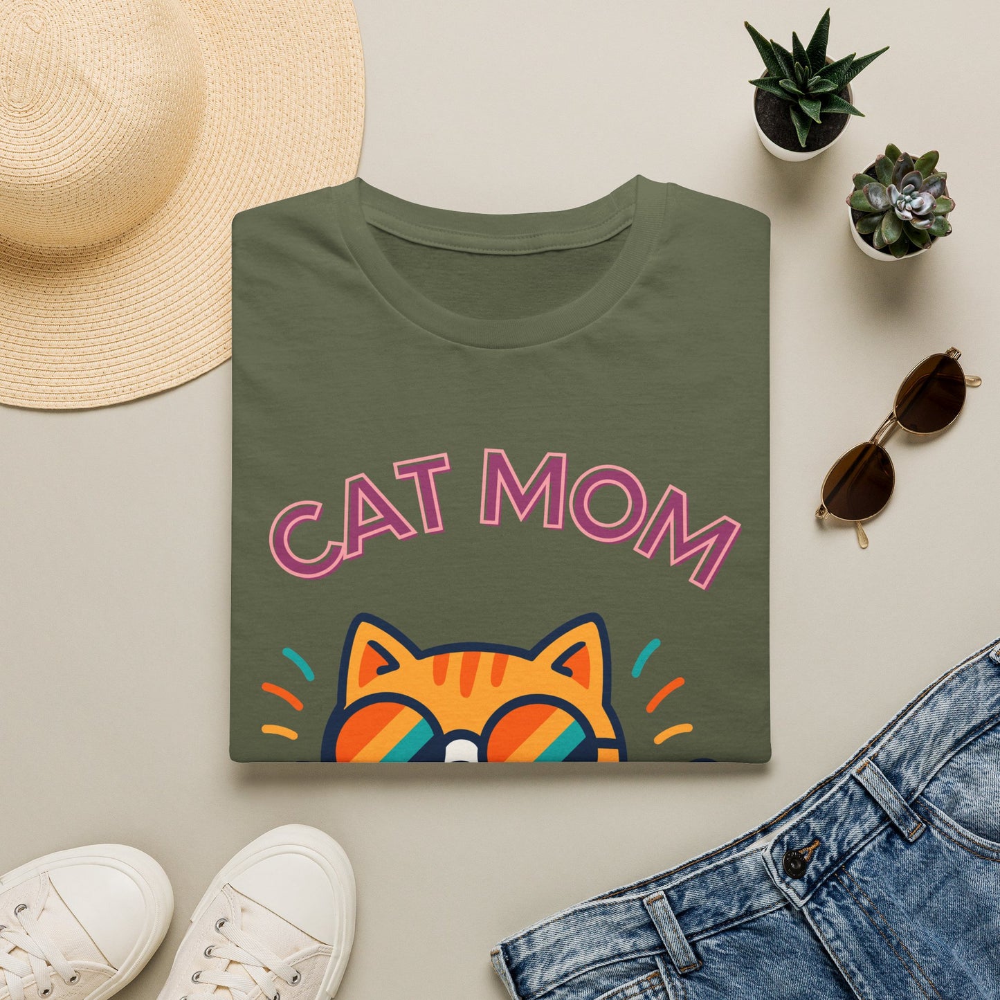 Cat Mom T-Shirt — Cute Sunglasses Kitty Tee for Cat Lovers, Pet Tshirt, Pet lover Tshirt, Cute animal Tshirt