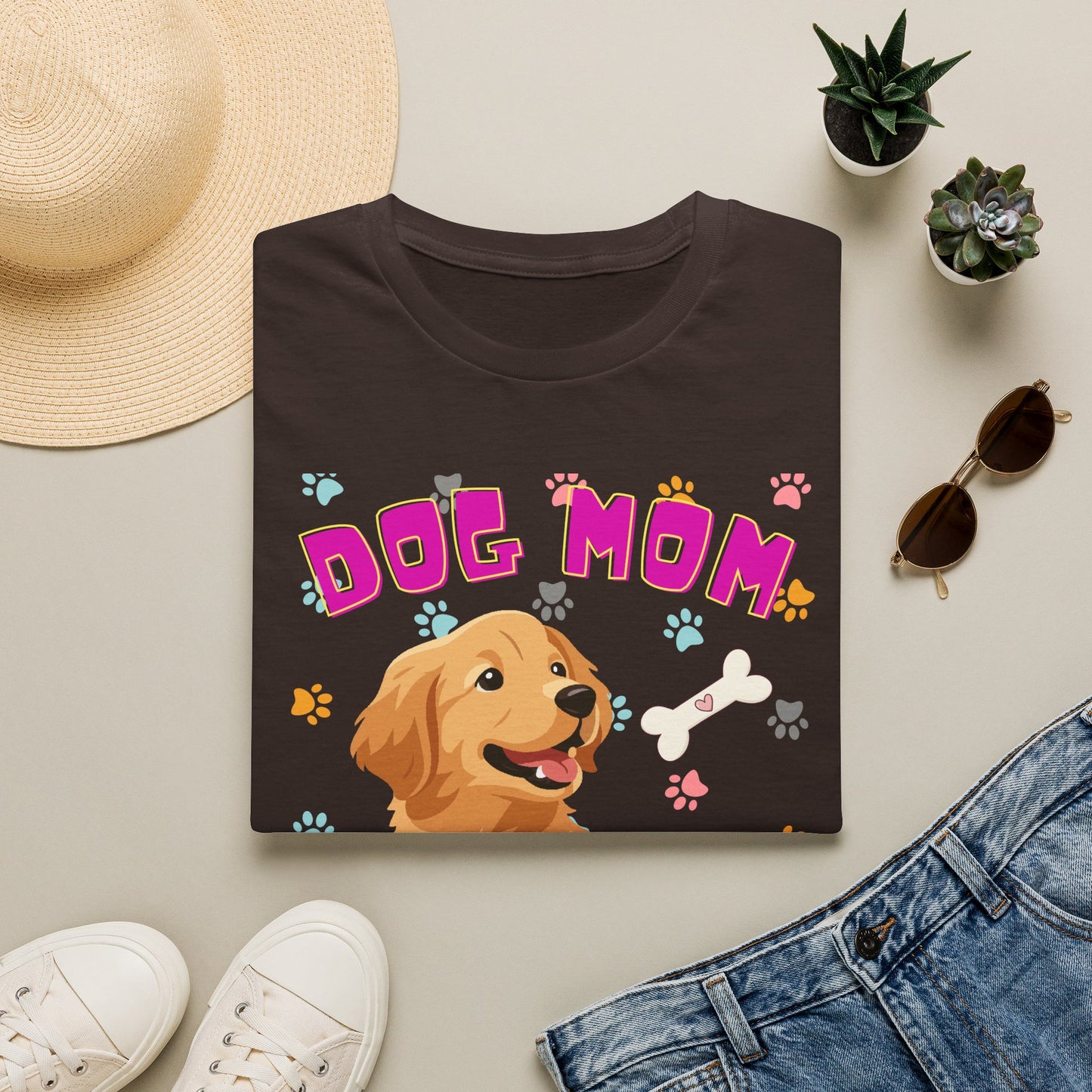 Dog Mom T-Shirt — Cute Dog Print Design, Dog lover Tshirt, Pet lover Tshirt, Cute animal Tshirt