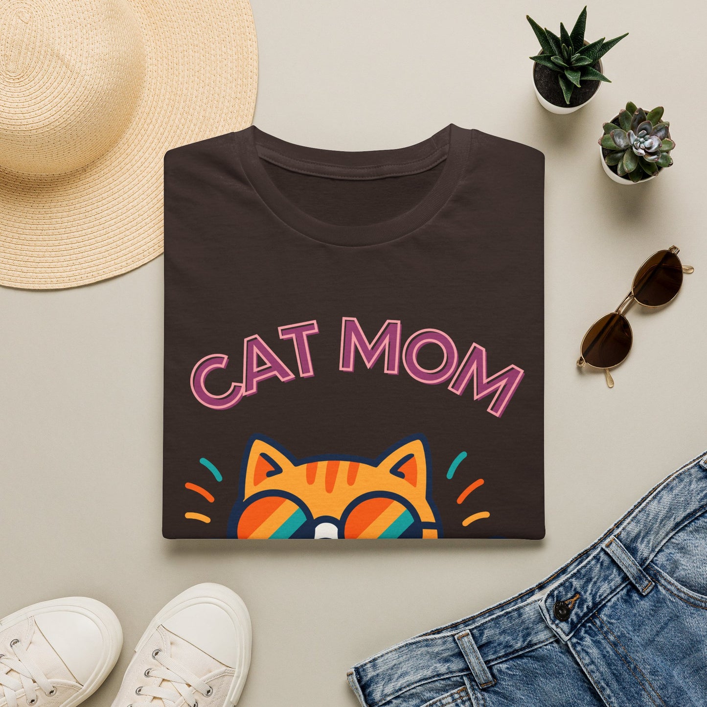 Cat Mom T-Shirt — Cute Sunglasses Kitty Tee for Cat Lovers, Pet Tshirt, Pet lover Tshirt, Cute animal Tshirt